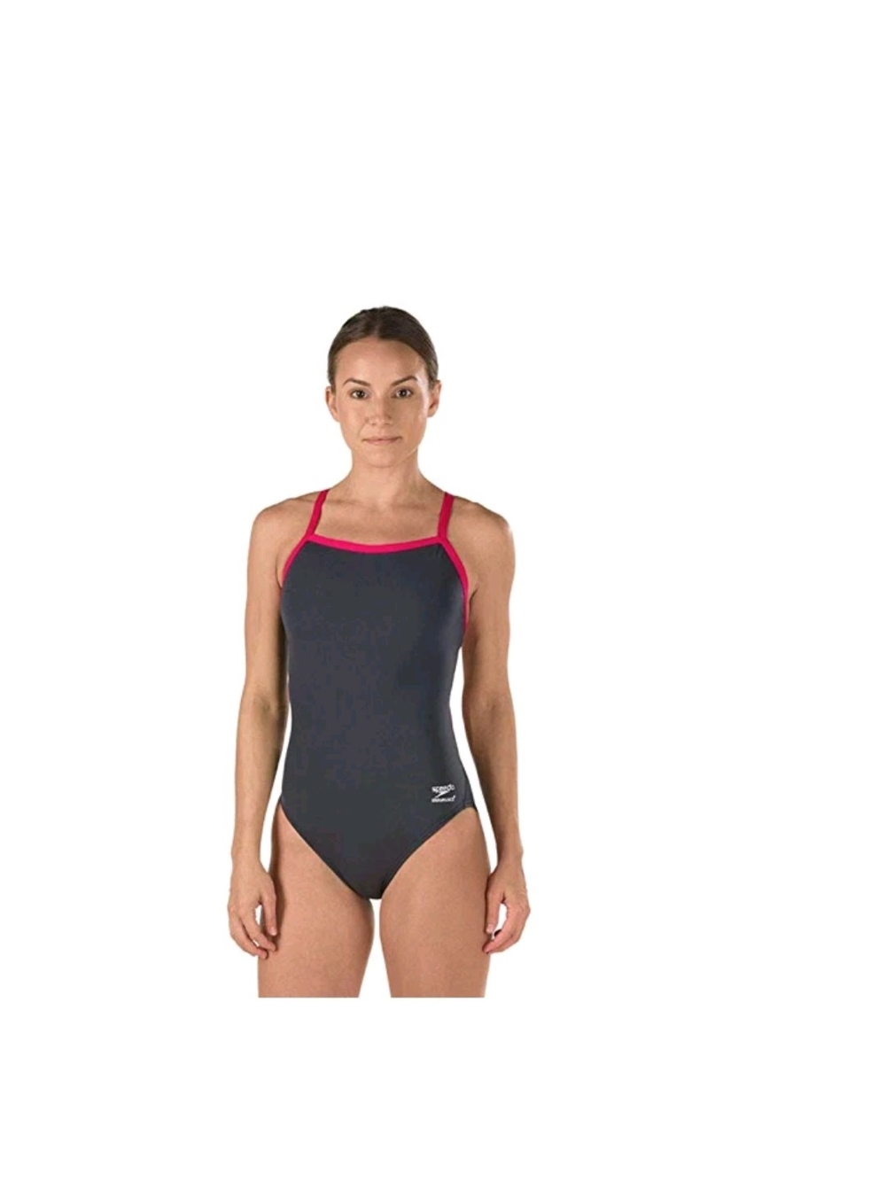 Speedo Black One-Piece Swimsuit with Pink Trim